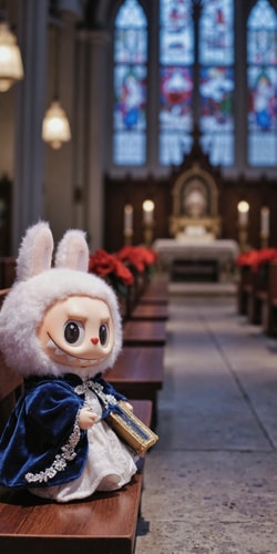Labubu Blythe Builds Sand Snowman on Sunny Tropical Christmas Beach