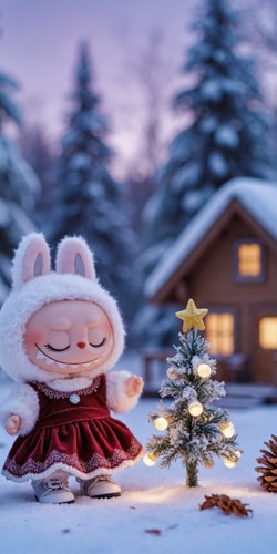 Labubu Blythe by Cozy Cabin Decorating Miniature Tree