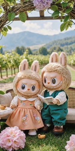 Labubu情侣的秘密凉亭