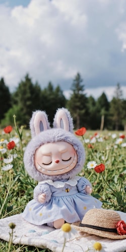 Labubu独自草地沉思
