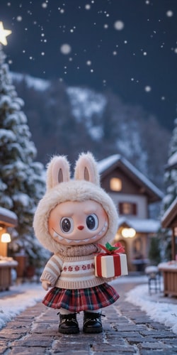 Labubu-Winter-Hamlet-Glow,Labubu-Christmas-Wallpaper.png