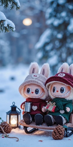 Labubu-Winter-Sleigh-Romance,Labubu-Valentine's-Day-Wallpaper.png
