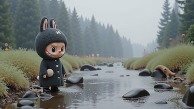 Labubu森林溪边沉思