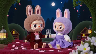 Labubu月光树冠下浪漫