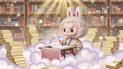 Labubu-Whispering-Cloud-Library,Labubu-Computer-Wallpaper.png