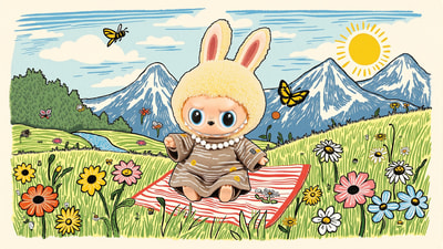 Labubu在山地草甸花丛